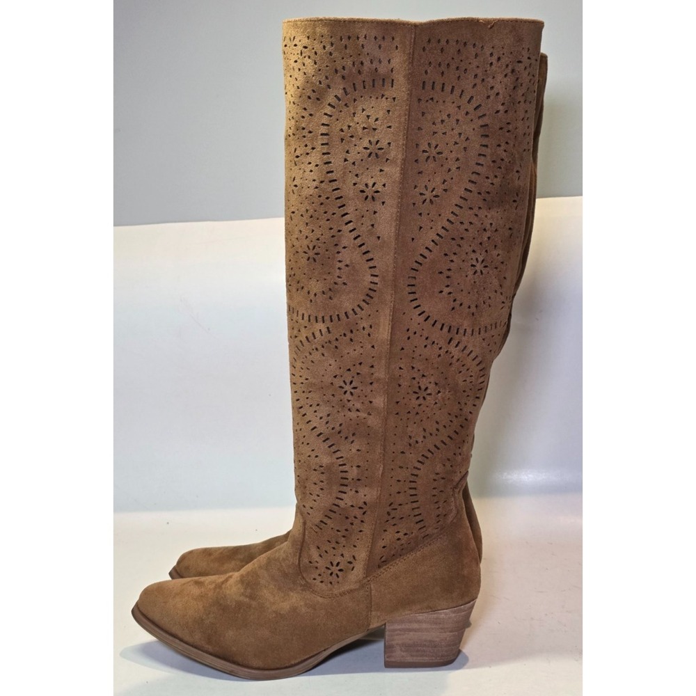 Very G Women's Boots‎ Size 10 Brown Tan Western Zip Fabric Tall Shoes